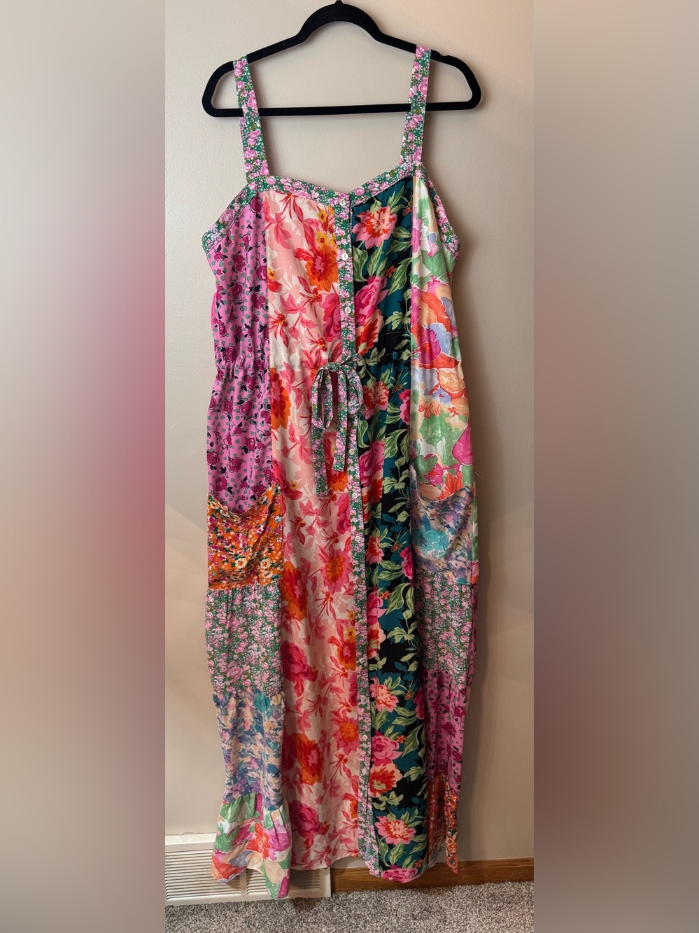 white birch Floral Patchwork Maxi Dress Summer Vacation Resort Size 1